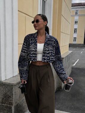 80's Le Chataeu Abstract Cropped Blazer Size Medium Vintage 90s Jacket